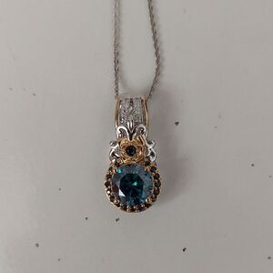 D'Joy Blue and White Moissanite Necklace